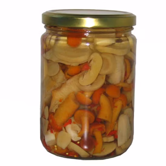 Hongos en conserva en So2, Hongos en conserva en salmuera, Hongos en conserva en vinagre, Hongos en salmuera, Shiitake en salmuera, Ajo en salmuera, Shimeji en salmuera, Nameko en salmuera